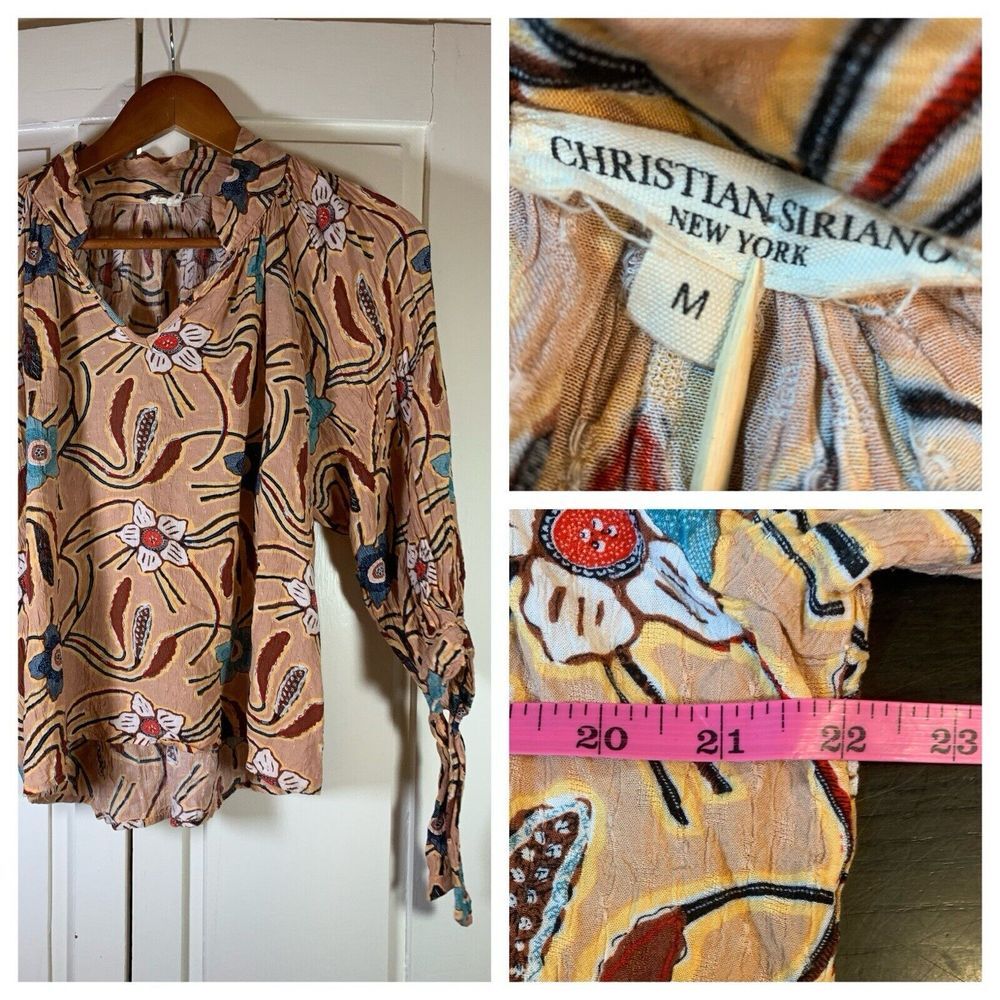 Christian Siriano Floral Print Top Womens Medium Multicolor Flowy Boho Festival